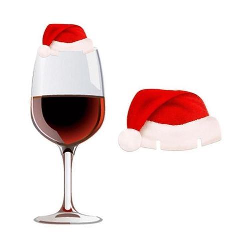 10PcsLot Paper Red Christmas Hat Wine Champagne Tipple