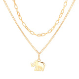 Layered Necklace Two-piece Elephant - WOMONA.COM