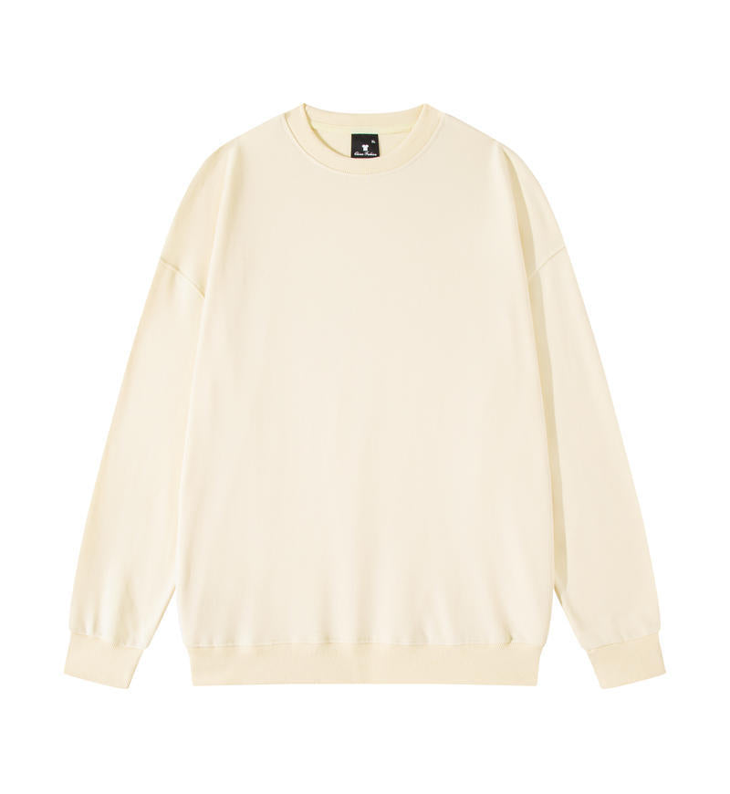 Men's Solid Color Pullover Sweatshirt Loose Round Neck Top Couple College Style – alternate product view 11