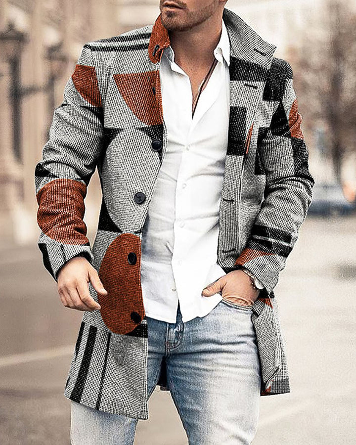 New Men's Woolen Stand Collar Medium Long Pocket Casual Coat - WOMONA.COM