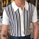 Black And White Stripes Contrast Color Knitwear Men - WOMONA.COM