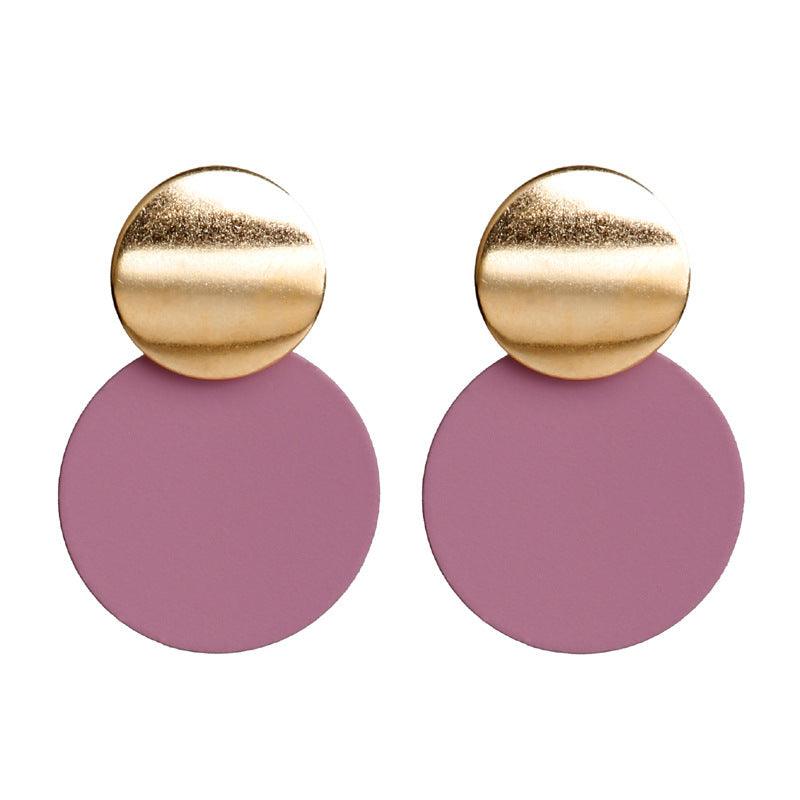 Metal long round earrings - WOMONA.COM