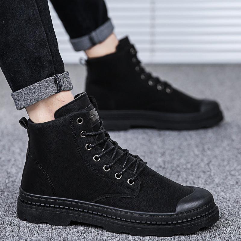 High-top short boots casual leather boots - WOMONA.COM