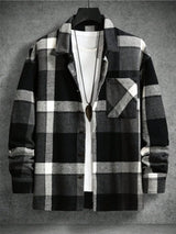 Woolen Lapel Print Long Sleeve Shirt - WOMONA.COM