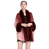 Rabbit Fur Collar Shawl Cape Knitted Cardigan Baggy Coat - WOMONA.COM