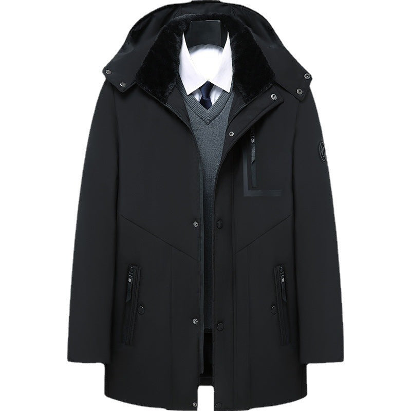 Men's Coat Winter Thick Cotton Clothing Removable Hat - WOMONA.COM