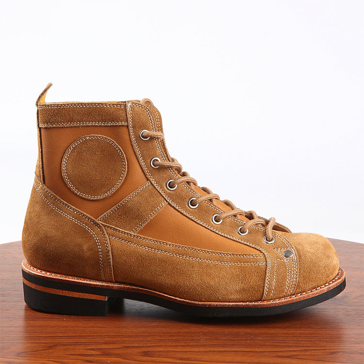 Leather Stitching Paratrooper Work Ankle Boots