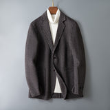 Men's Double-sided Wool Jacket Striped Suit Jacket - WOMONA.COM