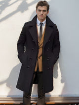 Mid-length Double-breasted Men's Slim-fit Woolen Coat - WOMONA.COM