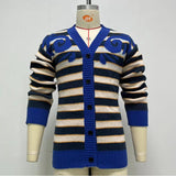 Men's Autumn And Winter Striped Knitted Jacket - WOMONA.COM