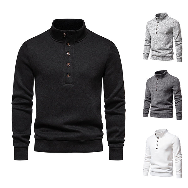 Men's Turtleneck Buttons Pullover Casual Loose - WOMONA.COM