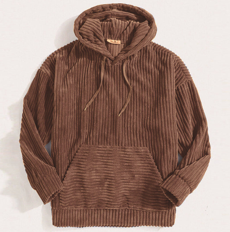 Men's Sweater Thick Corduroy Long Sleeve Solid Color - WOMONA.COM