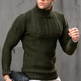 Men's Turtleneck Twisted Long-sleeved Sweater - WOMONA.COM