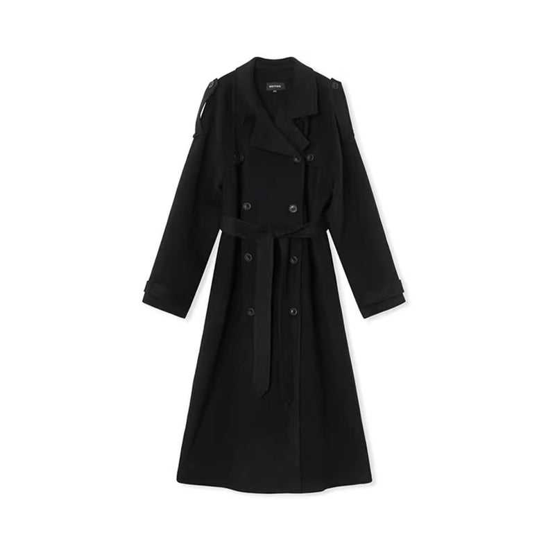 Women's Clothing Temperament Pure Color Lapel Long-cut Coat