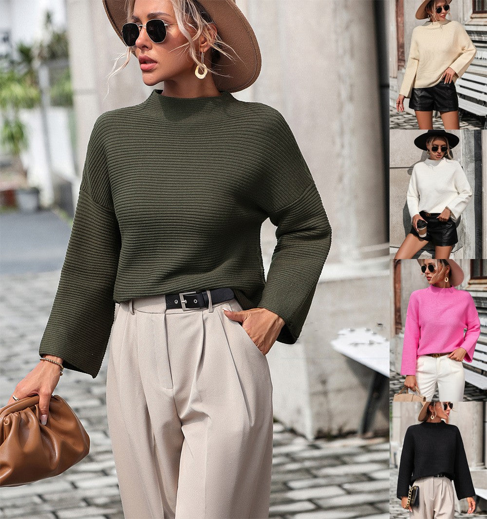 Women's Nine-Quarter Sleeve Mock-Neck Sweater - product view 1