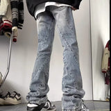 American High Street Washed Distressed 3D Cutting Jeans Men - WOMONA.COM