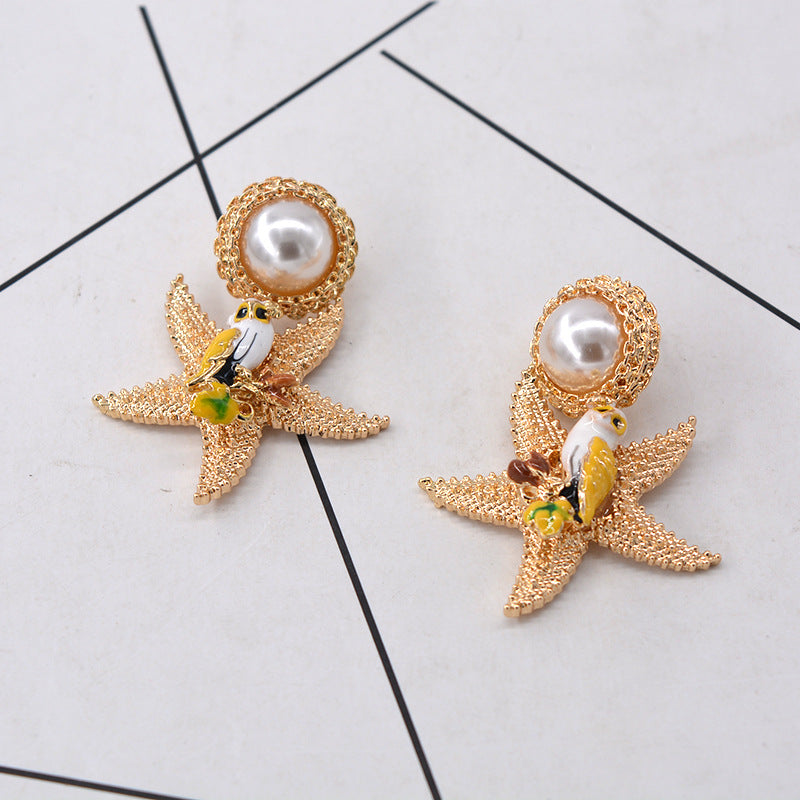 Starfish Pearl Korean Fashion Earrings - WOMONA.COM