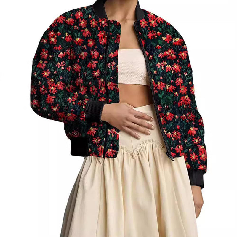 Lockere und vielseitige Reißverschlussjacke mit Gänseblümchen-Print