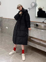 Down Cotton-padded Jacket Loose Long Overknee Coat - WOMONA.COM