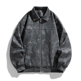 American Suede Fabric Retro Lapels Leather Coat