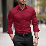 Camisa informal de negocios de manga larga con pigmentos para hombre