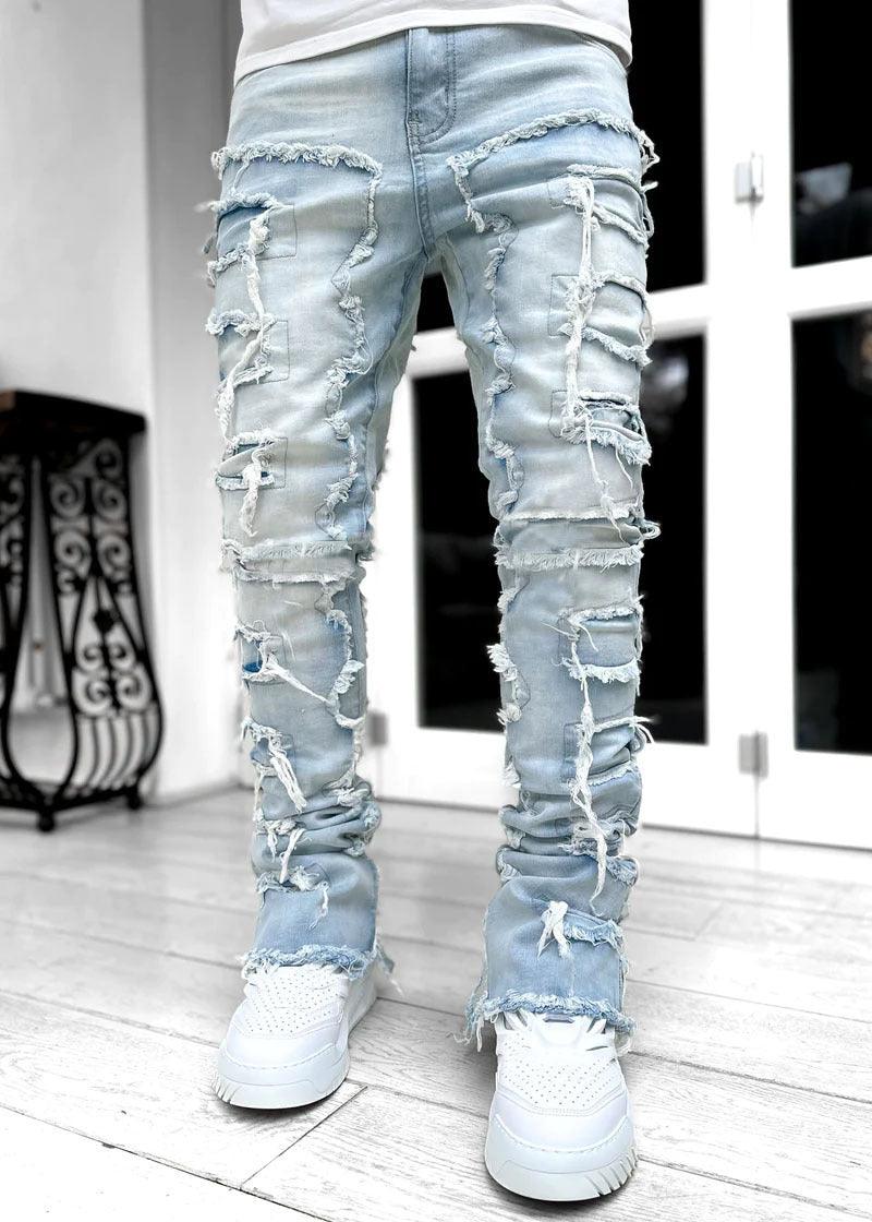 Men Trousers Individual Patched Pants - WOMONA.COM