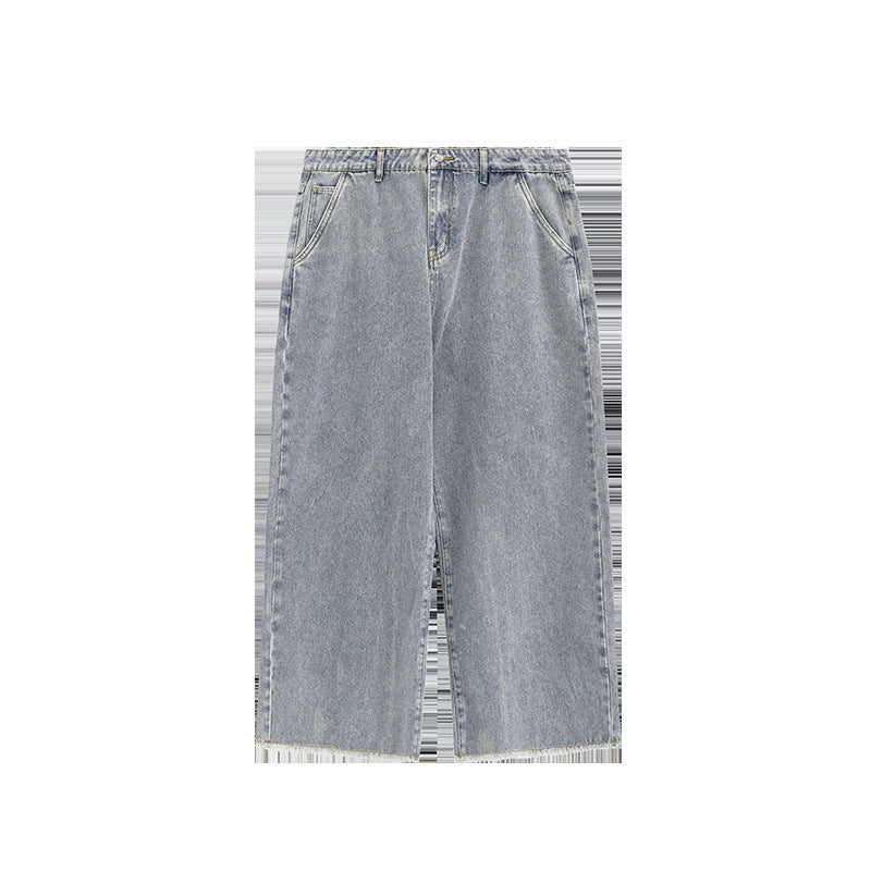 Clothing Vintage Raw Hem Wide Legs Jeans - WOMONA.COM