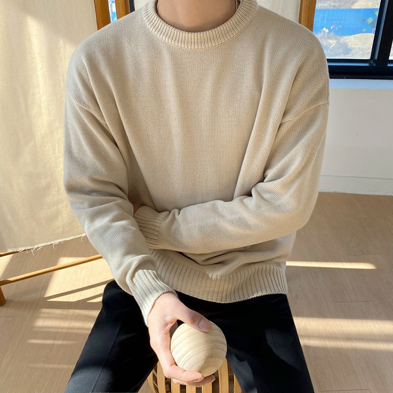 Korean Men's Round Neck Sweater Autumn And Winter - WOMONA.COM