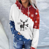 Snowman Print Crew Neck Hoodie Long Sleeve Sweatshirt - WOMONA.COM