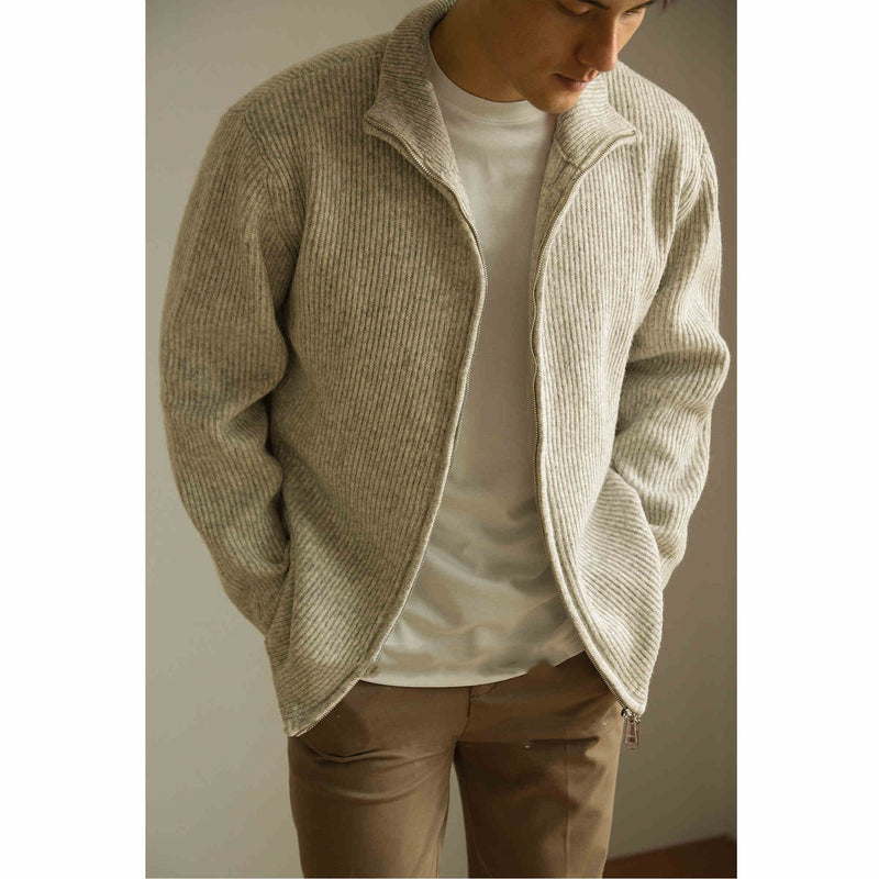 Knitted Zipper Jacket Loose Casual Turtleneck Men's Sweater - WOMONA.COM