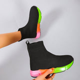 Iridescent Shoes Platform Black Ankle Boots For Women - WOMONA.COM