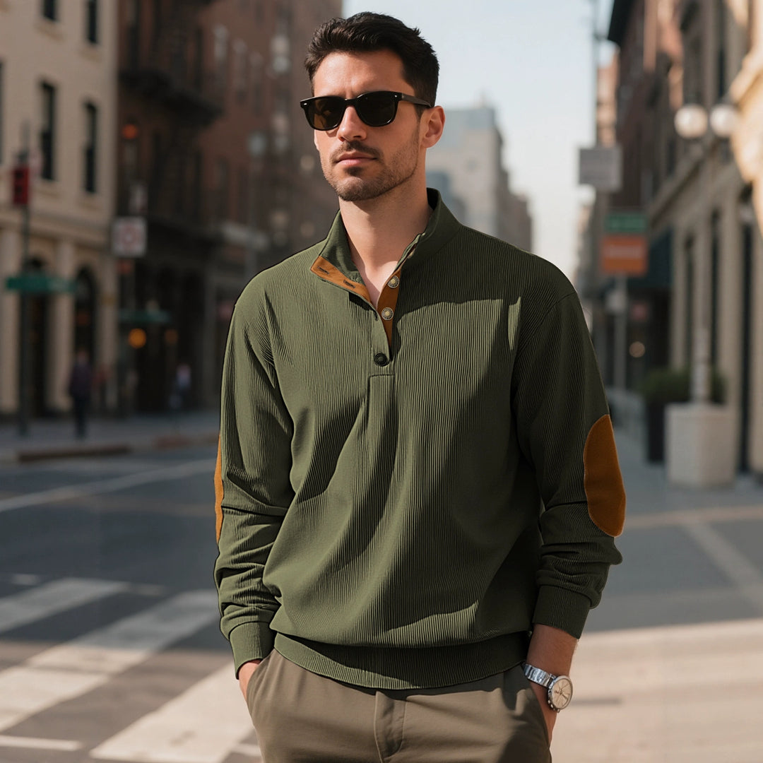 Men's Striped Corduroy Loose-Fit Pullover Sweatshirt