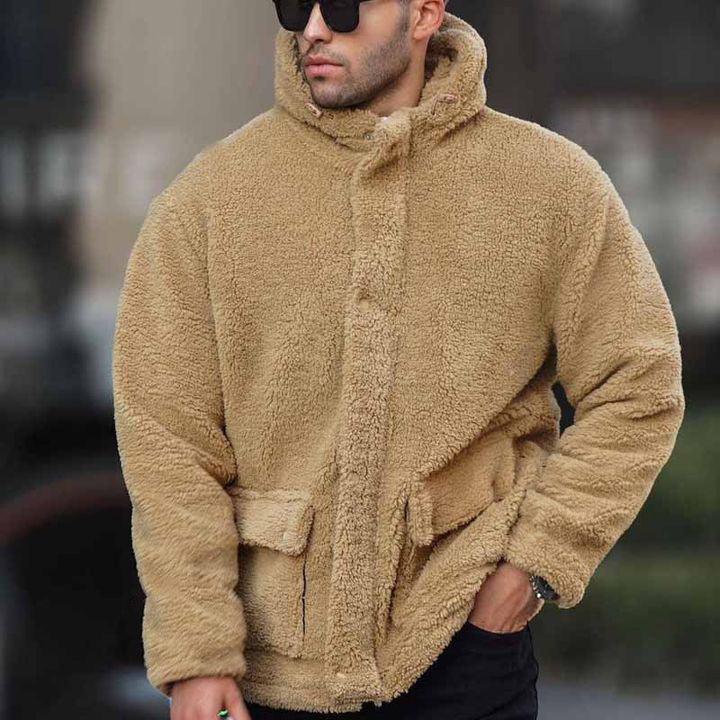 Abrigo con capucha de color liso para hombre de otoño e invierno