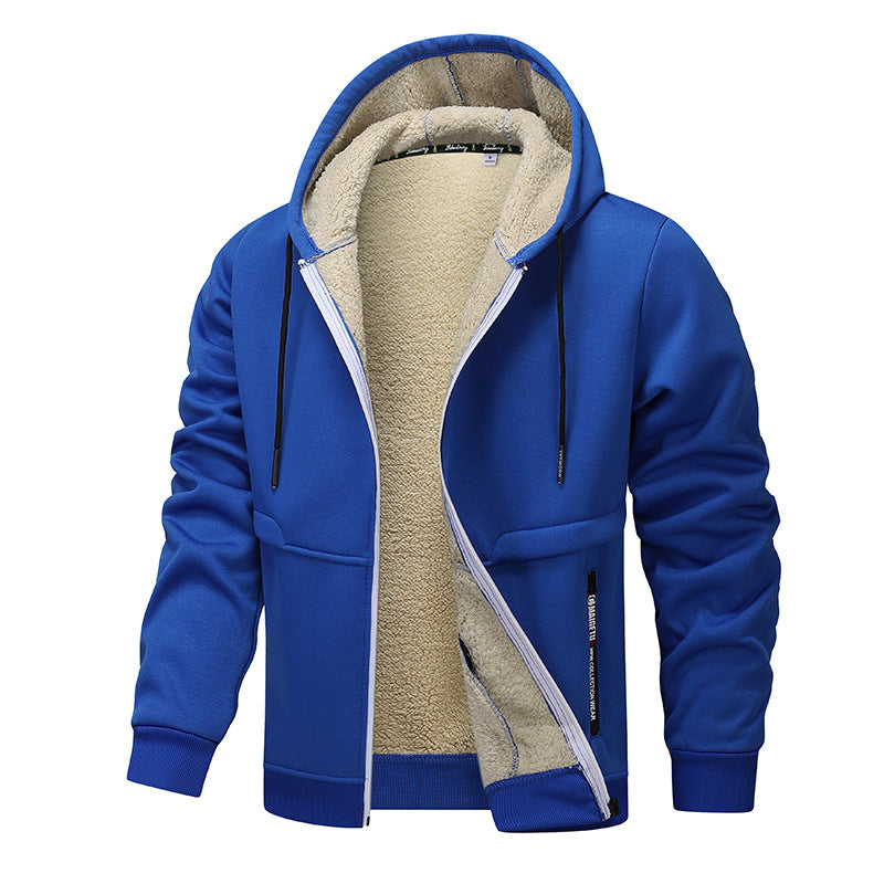 Men's sherpa-style lined zip-up hoodie