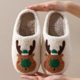 Winter Warm Home Christmas Elk Cotton Slippers - WOMONA.COM