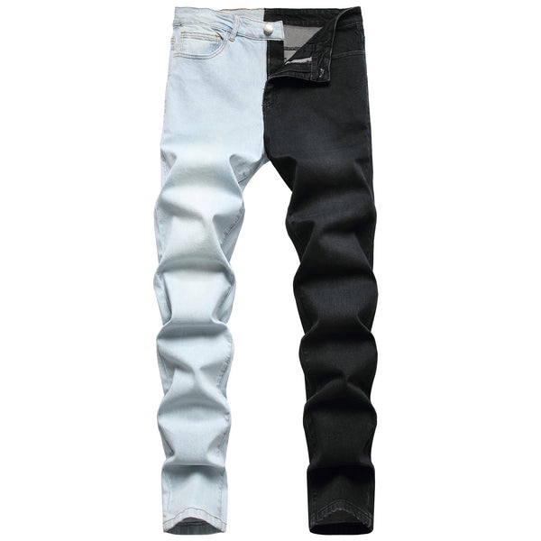 Fashion Stitching Men's Two-color Trend Stretch Jeans For Men - WOMONA.COM