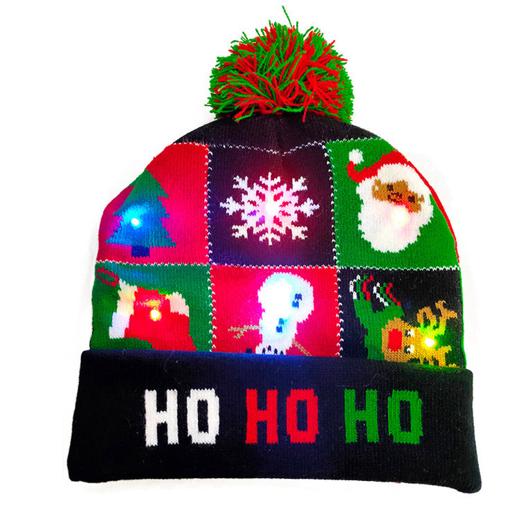 LED Christmas Hat Sweater Knitted Beanie Christmas