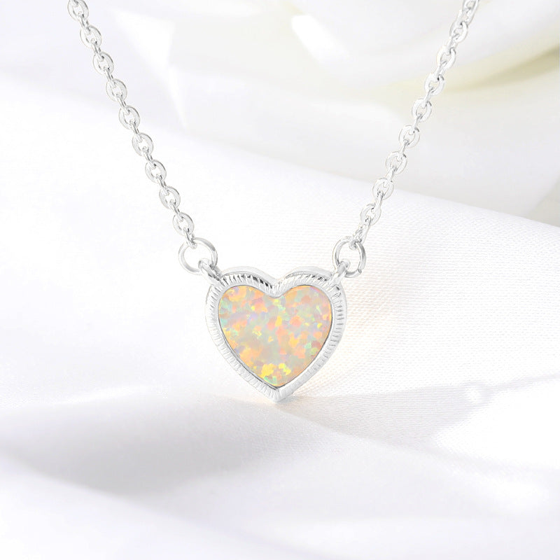 Romantic Heart Necklace Copper Zircon Pendant Necklace - WOMONA.COM