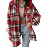 Women Flannel Plaid Jacket Long Sleeve Autumn