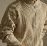 Lazy And Versatile Wool Turtleneck Half Loose Zip Sweater - WOMONA.COM