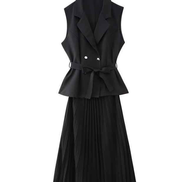Women's Slim Slimming Pleated Vest Dress - WOMONA.COM