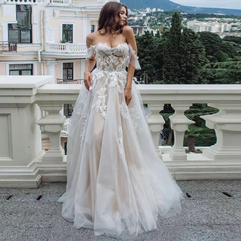 New Sexy Tube Top Lace Wedding Dress Plus Size - WOMONA.COM