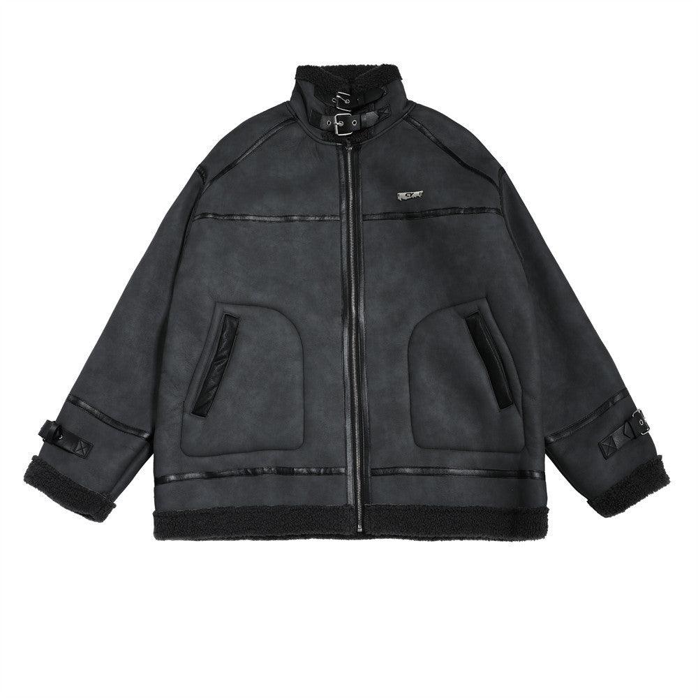 Fleece-Lined Faux Lamb Fur Coat