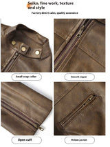 Short Leather Jacket Slim Brown Jacket - WOMONA.COM