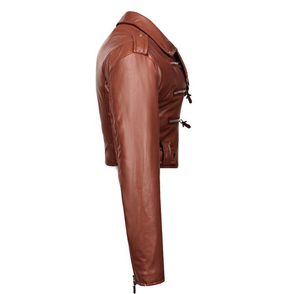 Women's Leather Top Slim Fit Short Cotton High Waist - WOMONA.COM