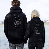 Couple Hand Printed Hooded Sweater - WOMONA.COM