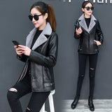 Short Fur Plus Velvet Warm Leather Jacket - WOMONA.COM