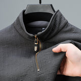 Autumn Men's Casual Half-height Zip Solid Color Undershirt Sweater - WOMONA.COM