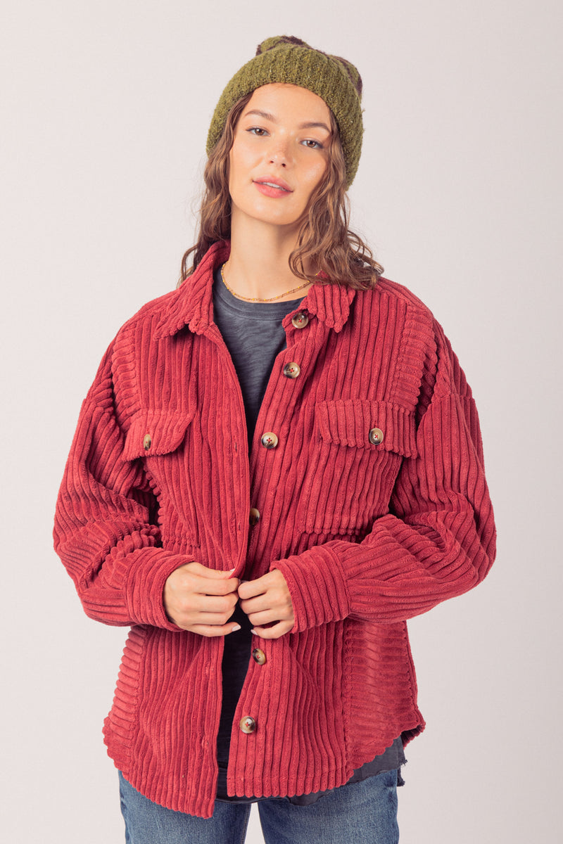 Women's Fashion Big Pit Strip Large Pocket Shirt Coat - WOMONA.COM