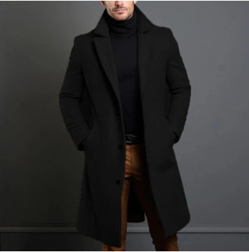 Woolen Coat Men's Mid-length Trench Coat